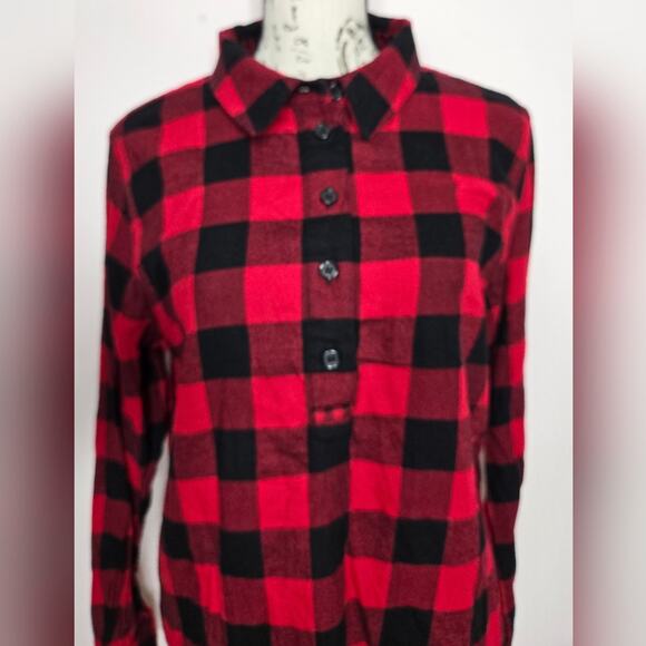 Christopher and Banks Womens Button Front Red and Black Check Plaid Shirt Large - Picture 3 of 8